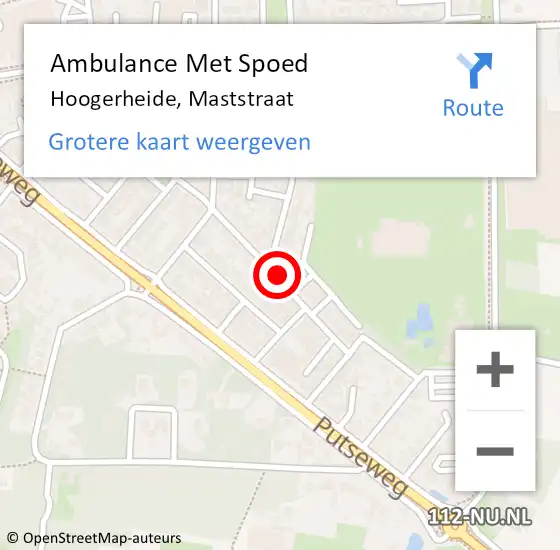 Locatie op kaart van de 112 melding: Ambulance Met Spoed Naar Hoogerheide, Maststraat op 22 december 2018 10:06