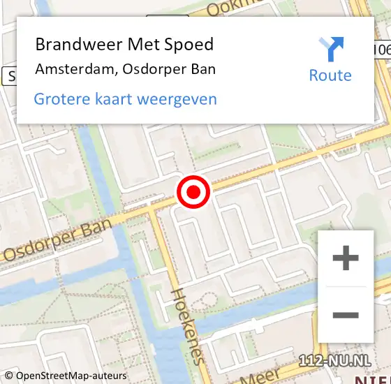 Locatie op kaart van de 112 melding: Brandweer Met Spoed Naar Amsterdam, Osdorper Ban op 22 december 2018 14:08