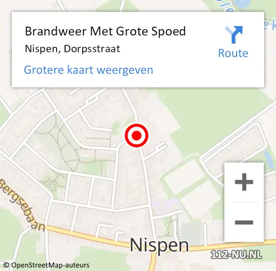 Locatie op kaart van de 112 melding: Brandweer Met Grote Spoed Naar Nispen, Dorpsstraat op 22 december 2018 15:45