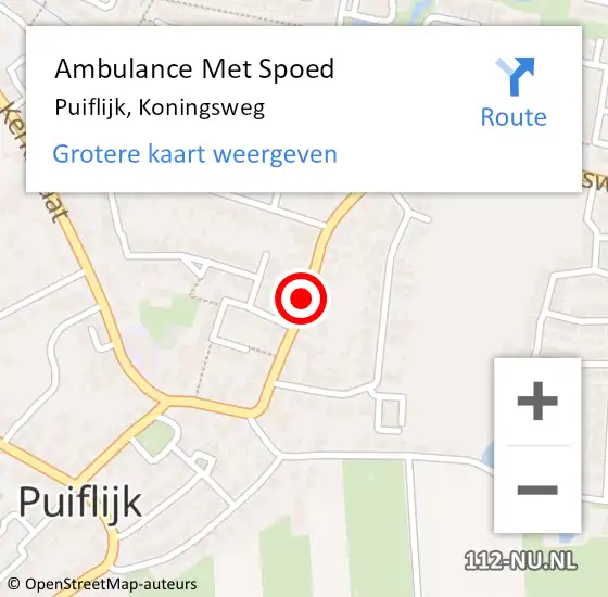 Locatie op kaart van de 112 melding: Ambulance Met Spoed Naar Puiflijk, Koningsweg op 22 december 2018 16:45