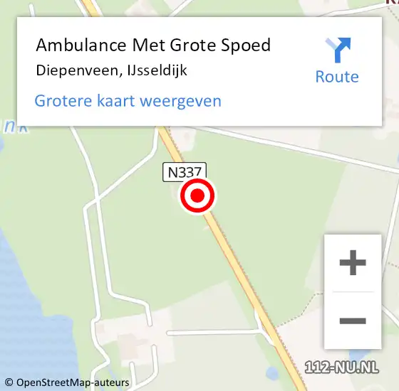 Locatie op kaart van de 112 melding: Ambulance Met Grote Spoed Naar Diepenveen, IJsseldijk op 22 december 2018 16:55