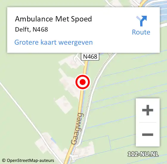 Locatie op kaart van de 112 melding: Ambulance Met Spoed Naar Delft, N468 op 22 december 2018 17:57
