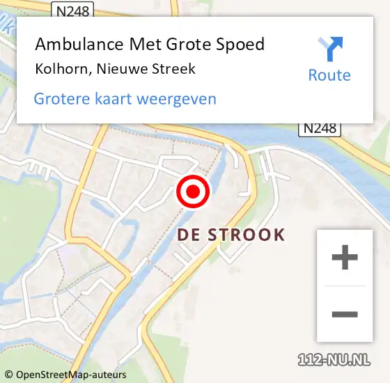Locatie op kaart van de 112 melding: Ambulance Met Grote Spoed Naar Kolhorn, Nieuwe Streek op 22 december 2018 20:28