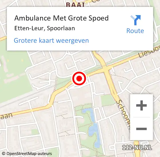 Locatie op kaart van de 112 melding: Ambulance Met Grote Spoed Naar Etten-Leur, Spoorlaan op 22 december 2018 21:48