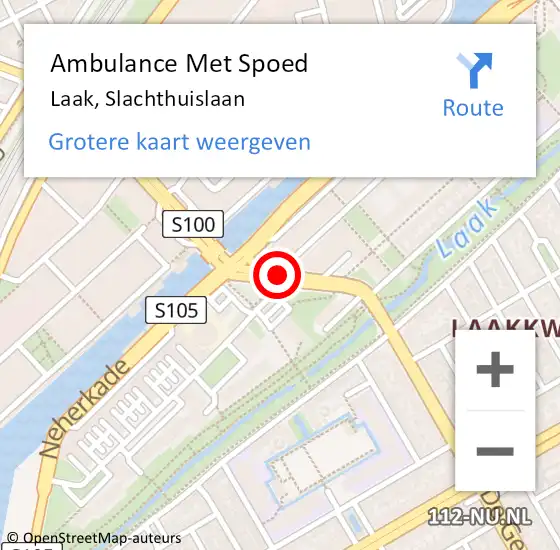 Locatie op kaart van de 112 melding: Ambulance Met Spoed Naar Laak, Slachthuislaan op 23 december 2018 01:50