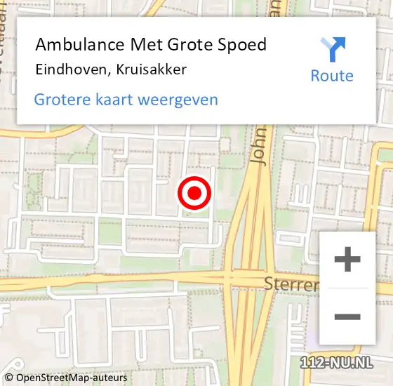 Locatie op kaart van de 112 melding: Ambulance Met Grote Spoed Naar Eindhoven, Kruisakker op 23 december 2018 06:00