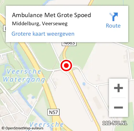 Locatie op kaart van de 112 melding: Ambulance Met Grote Spoed Naar Middelburg, Veerseweg op 23 december 2018 07:14