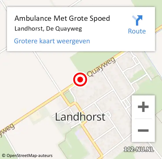 Locatie op kaart van de 112 melding: Ambulance Met Grote Spoed Naar Landhorst, De Quayweg op 23 december 2018 08:13