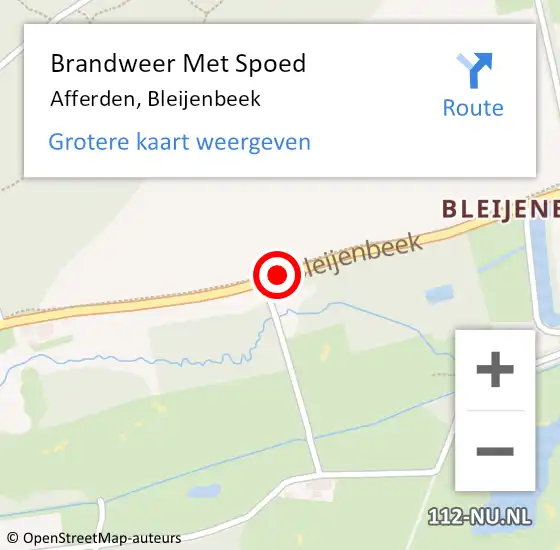 Locatie op kaart van de 112 melding: Brandweer Met Spoed Naar Afferden, Bleijenbeek op 23 december 2018 09:16