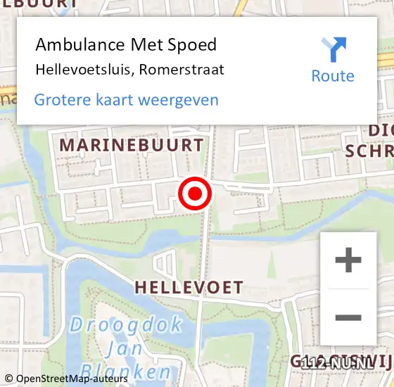 Locatie op kaart van de 112 melding: Ambulance Met Spoed Naar Hellevoetsluis, Romerstraat op 18 maart 2014 13:59