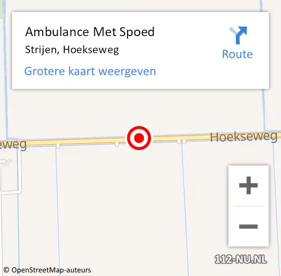 Locatie op kaart van de 112 melding: Ambulance Met Spoed Naar Strijen, Hoekseweg op 23 december 2018 13:59