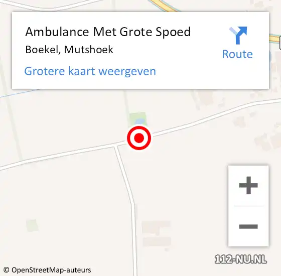 Locatie op kaart van de 112 melding: Ambulance Met Grote Spoed Naar Boekel, Mutshoek op 23 december 2018 16:20