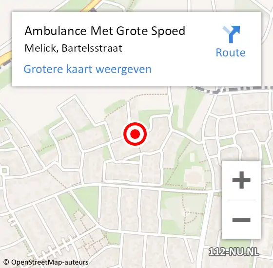 Locatie op kaart van de 112 melding: Ambulance Met Grote Spoed Naar Melick, Bartelsstraat op 23 december 2018 20:35