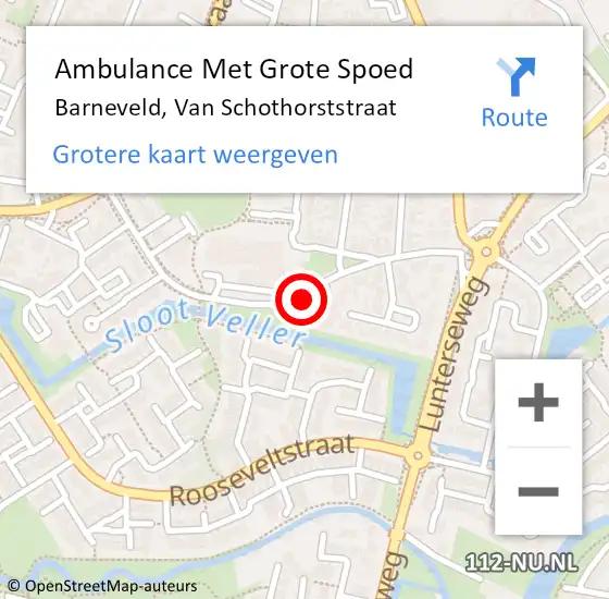 Locatie op kaart van de 112 melding: Ambulance Met Grote Spoed Naar Barneveld, Van Schothorststraat op 23 december 2018 23:48