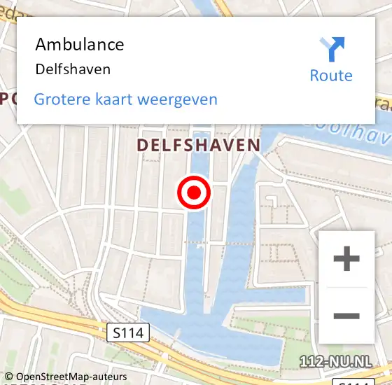 Locatie op kaart van de 112 melding: Ambulance Delfshaven op 24 december 2018 09:02