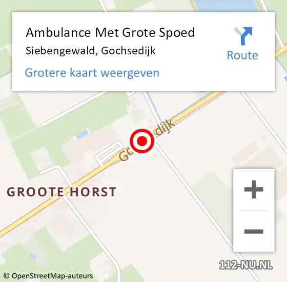 Locatie op kaart van de 112 melding: Ambulance Met Grote Spoed Naar Siebengewald, Gochsedijk op 24 december 2018 10:26