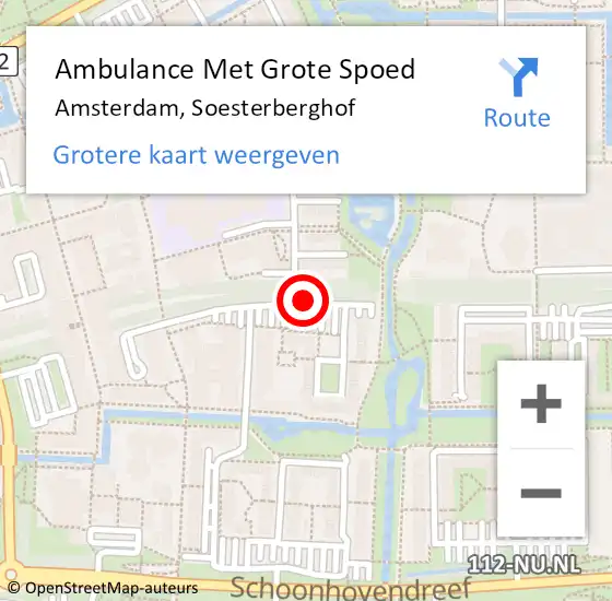 Locatie op kaart van de 112 melding: Ambulance Met Grote Spoed Naar Amsterdam, Soesterberghof op 24 december 2018 11:07