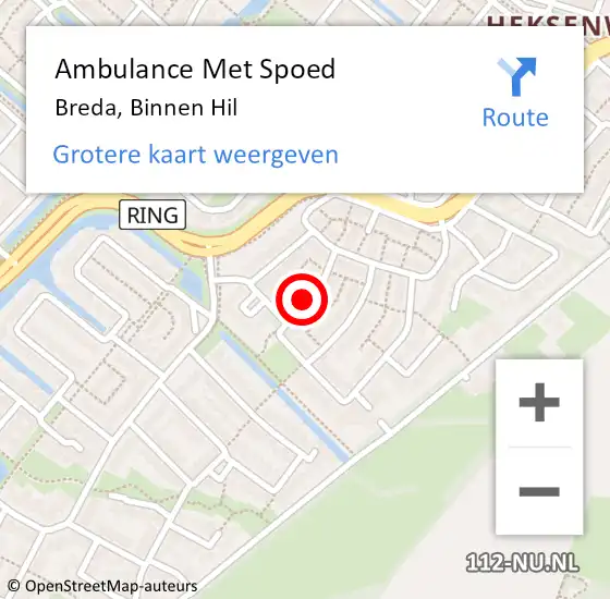 Locatie op kaart van de 112 melding: Ambulance Met Spoed Naar Breda, Binnen Hil op 24 december 2018 13:51