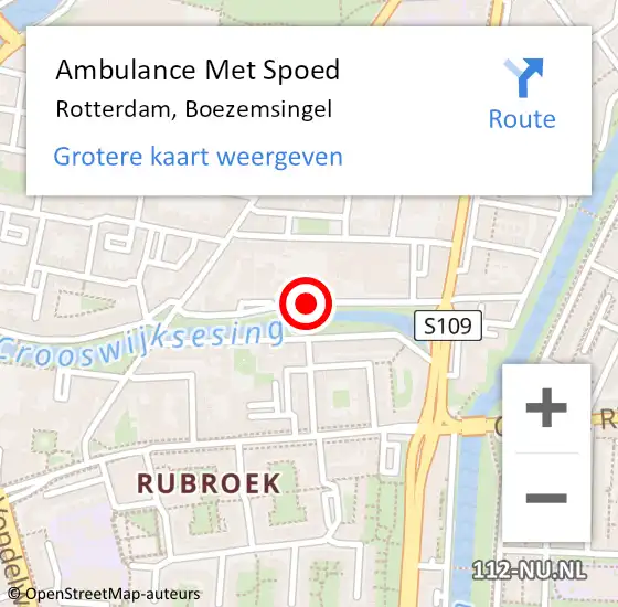 Locatie op kaart van de 112 melding: Ambulance Met Spoed Naar Rotterdam, Boezemsingel op 24 december 2018 15:37