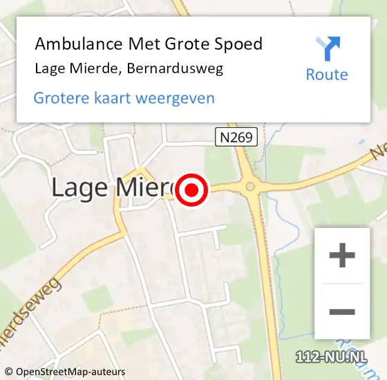Locatie op kaart van de 112 melding: Ambulance Met Grote Spoed Naar Lage Mierde, Bernardusweg op 24 december 2018 18:01