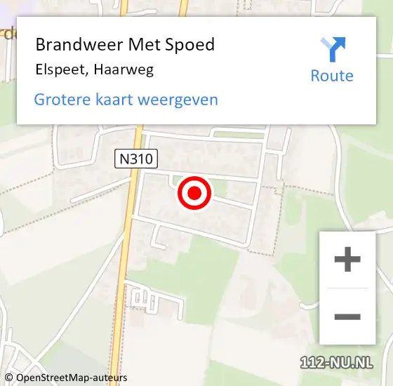 Locatie op kaart van de 112 melding: Brandweer Met Spoed Naar Elspeet, Haarweg op 24 december 2018 18:34