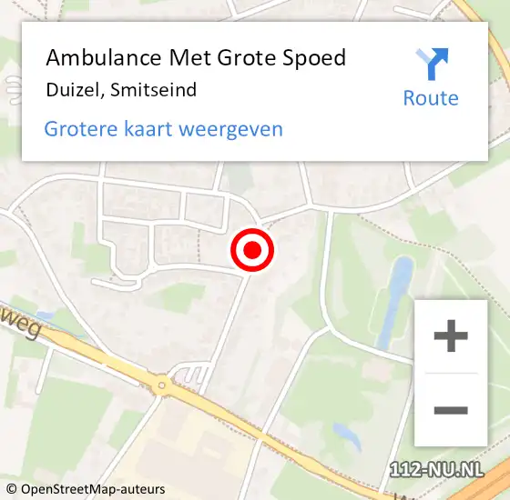 Locatie op kaart van de 112 melding: Ambulance Met Grote Spoed Naar Duizel, Smitseind op 25 december 2018 11:32