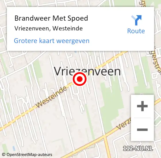 Locatie op kaart van de 112 melding: Brandweer Met Spoed Naar Vriezenveen, Westeinde op 25 december 2018 18:58