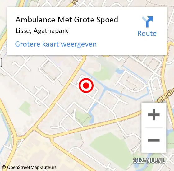 Locatie op kaart van de 112 melding: Ambulance Met Grote Spoed Naar Lisse, Agathapark op 25 december 2018 19:46