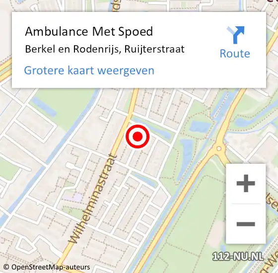 Locatie op kaart van de 112 melding: Ambulance Met Spoed Naar Berkel en Rodenrijs, Ruijterstraat op 26 december 2018 04:07