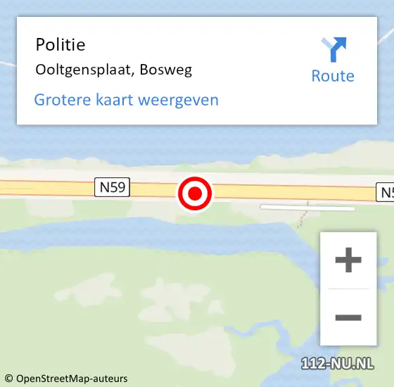 Locatie op kaart van de 112 melding: Politie Ooltgensplaat, Bosweg op 26 december 2018 08:29