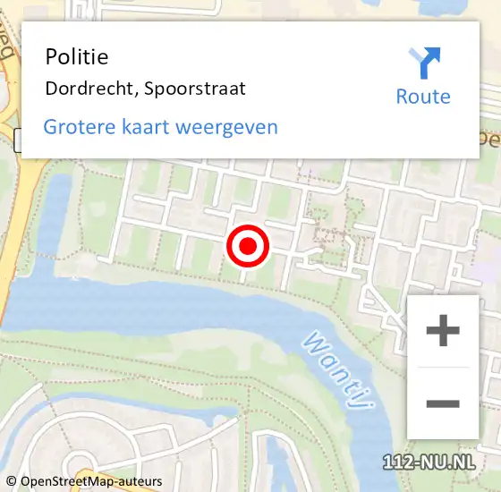 Locatie op kaart van de 112 melding: Politie Dordrecht, Spoorstraat op 26 december 2018 09:34
