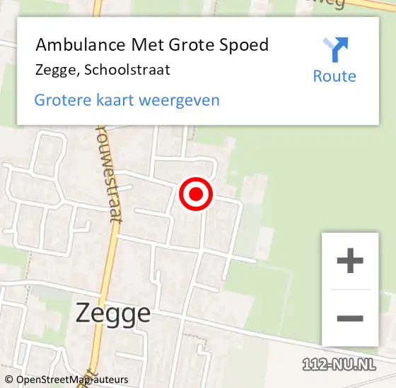 Locatie op kaart van de 112 melding: Ambulance Met Grote Spoed Naar Zegge, Schoolstraat op 26 december 2018 11:55