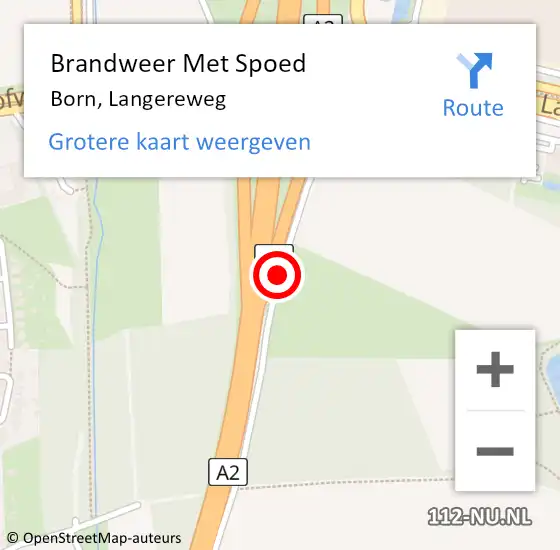 Locatie op kaart van de 112 melding: Brandweer Met Spoed Naar Born, Langereweg op 26 december 2018 15:51