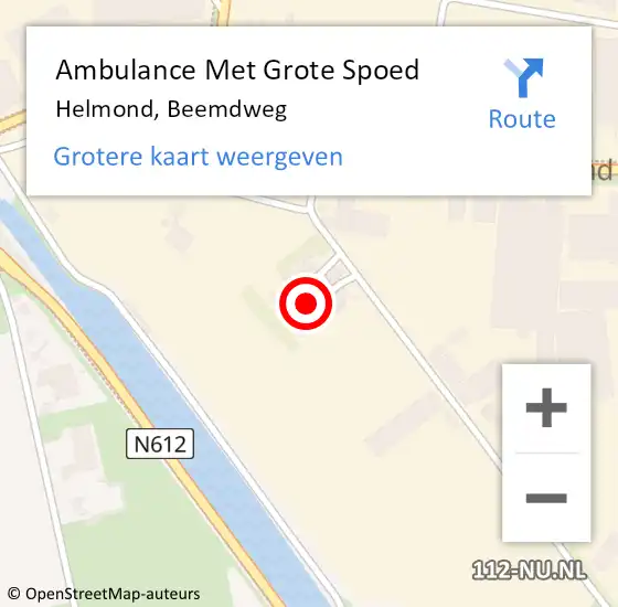 Locatie op kaart van de 112 melding: Ambulance Met Grote Spoed Naar Helmond, Beemdweg op 26 december 2018 16:17