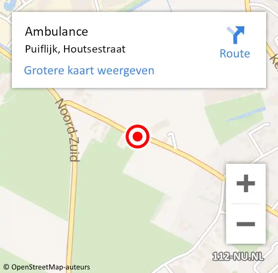 Locatie op kaart van de 112 melding: Ambulance Puiflijk, Houtsestraat op 26 december 2018 16:54