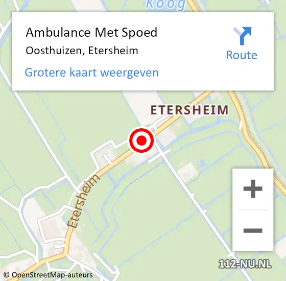 Locatie op kaart van de 112 melding: Ambulance Met Spoed Naar Oosthuizen, Etersheim op 26 december 2018 19:30