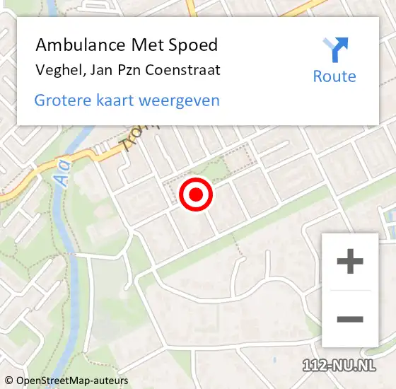 Locatie op kaart van de 112 melding: Ambulance Met Spoed Naar Veghel, Jan Pzn Coenstraat op 26 december 2018 23:58