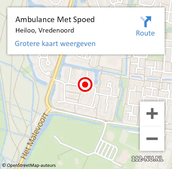 Locatie op kaart van de 112 melding: Ambulance Met Spoed Naar Heiloo, Vredenoord op 27 december 2018 01:46