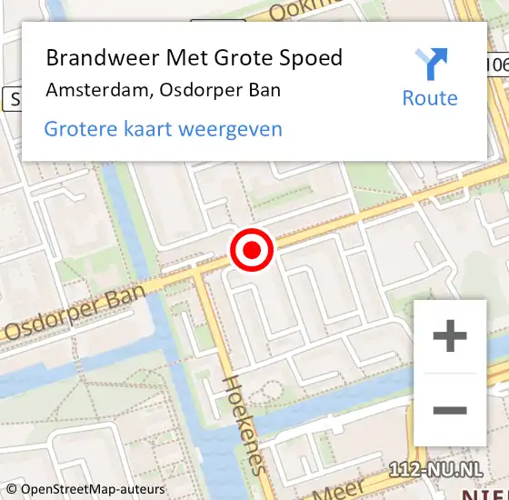 Locatie op kaart van de 112 melding: Brandweer Met Grote Spoed Naar Amsterdam, Osdorper Ban op 27 december 2018 07:38