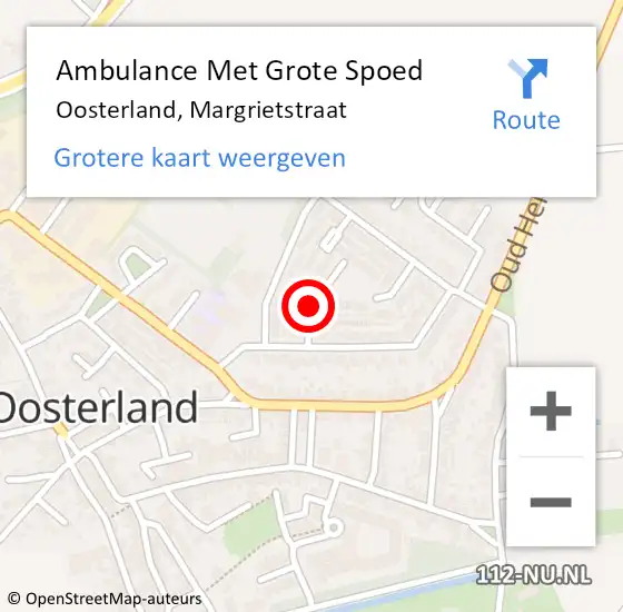 Locatie op kaart van de 112 melding: Ambulance Met Grote Spoed Naar Oosterland, Margrietstraat op 27 december 2018 09:08
