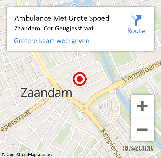 Locatie op kaart van de 112 melding: Ambulance Met Grote Spoed Naar Zaandam, Cor Geugjesstraat op 27 december 2018 09:44