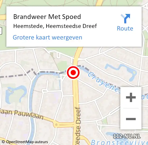 Locatie op kaart van de 112 melding: Brandweer Met Spoed Naar Heemstede, Heemsteedse Dreef op 27 december 2018 11:04