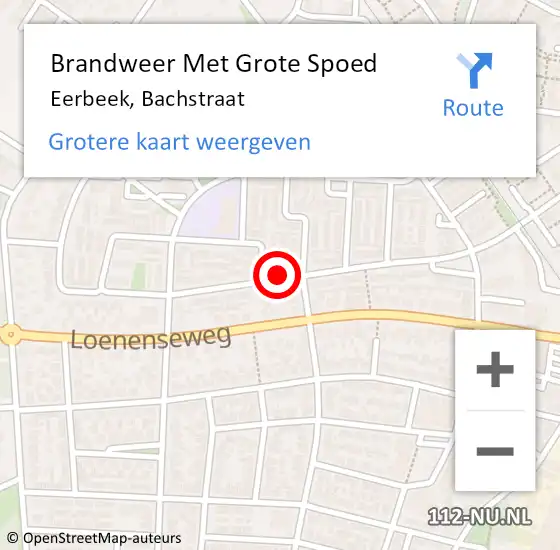 Locatie op kaart van de 112 melding: Brandweer Met Grote Spoed Naar Eerbeek, Bachstraat op 27 december 2018 11:35