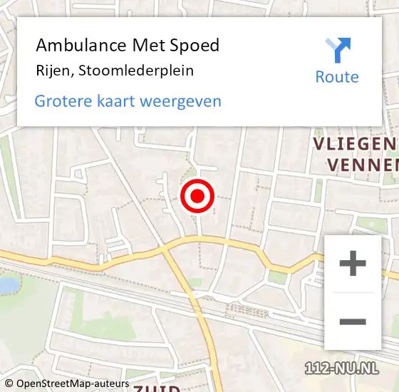 Locatie op kaart van de 112 melding: Ambulance Met Spoed Naar Rijen, Stoomlederplein op 27 december 2018 12:07