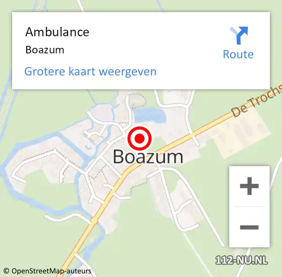 Locatie op kaart van de 112 melding: Ambulance Boazum op 28 december 2018 06:18