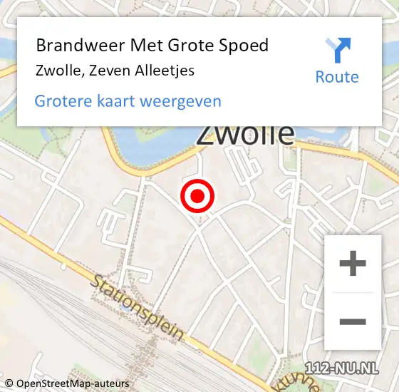Locatie op kaart van de 112 melding: Brandweer Met Grote Spoed Naar Zwolle, Zeven Alleetjes op 28 december 2018 14:24