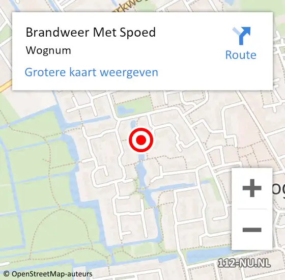 Locatie op kaart van de 112 melding: Brandweer Met Spoed Naar Wognum op 28 december 2018 21:01