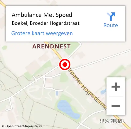 Locatie op kaart van de 112 melding: Ambulance Met Spoed Naar Boekel, Broeder Hogardstraat op 28 december 2018 22:34