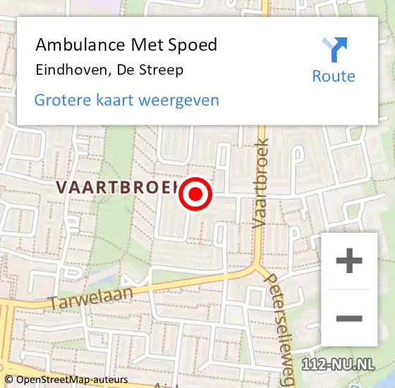 Locatie op kaart van de 112 melding: Ambulance Met Spoed Naar Eindhoven, De Streep op 29 december 2018 04:23