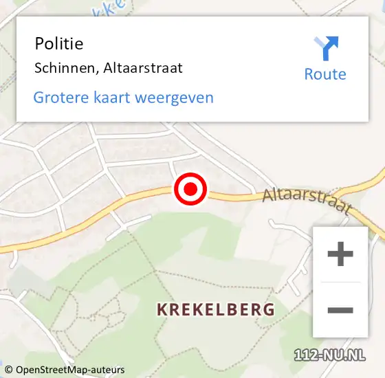 Locatie op kaart van de 112 melding: Politie Schinnen, Altaarstraat op 29 december 2018 06:38